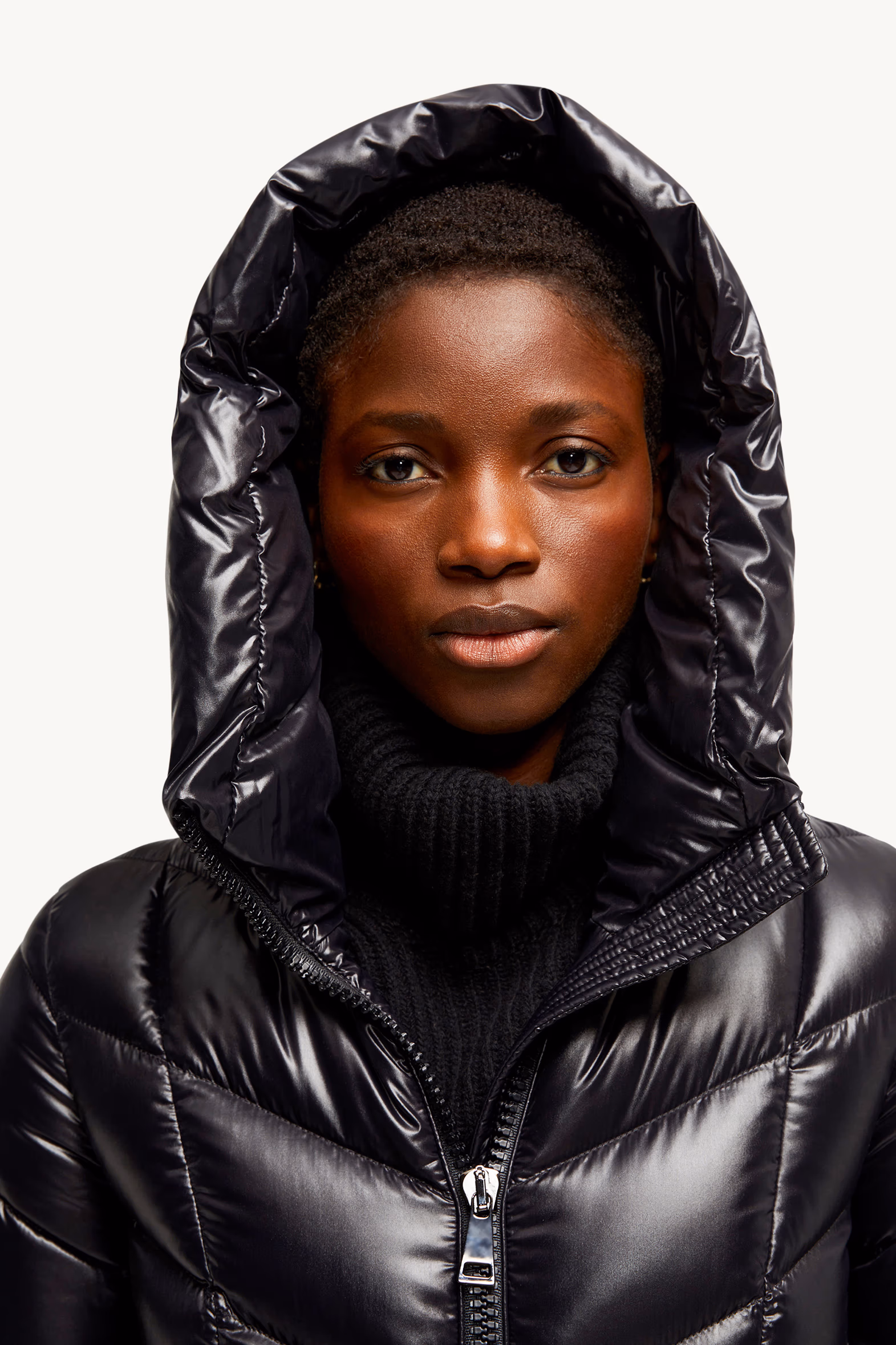 Marus Hooded Geometric-Quilted Long Down Jacket Women Black Moncler 7